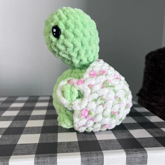 Crochet Cheeky Turtle with Removable Shell made by Petunias Plushie Patch - Picture 6 of 8